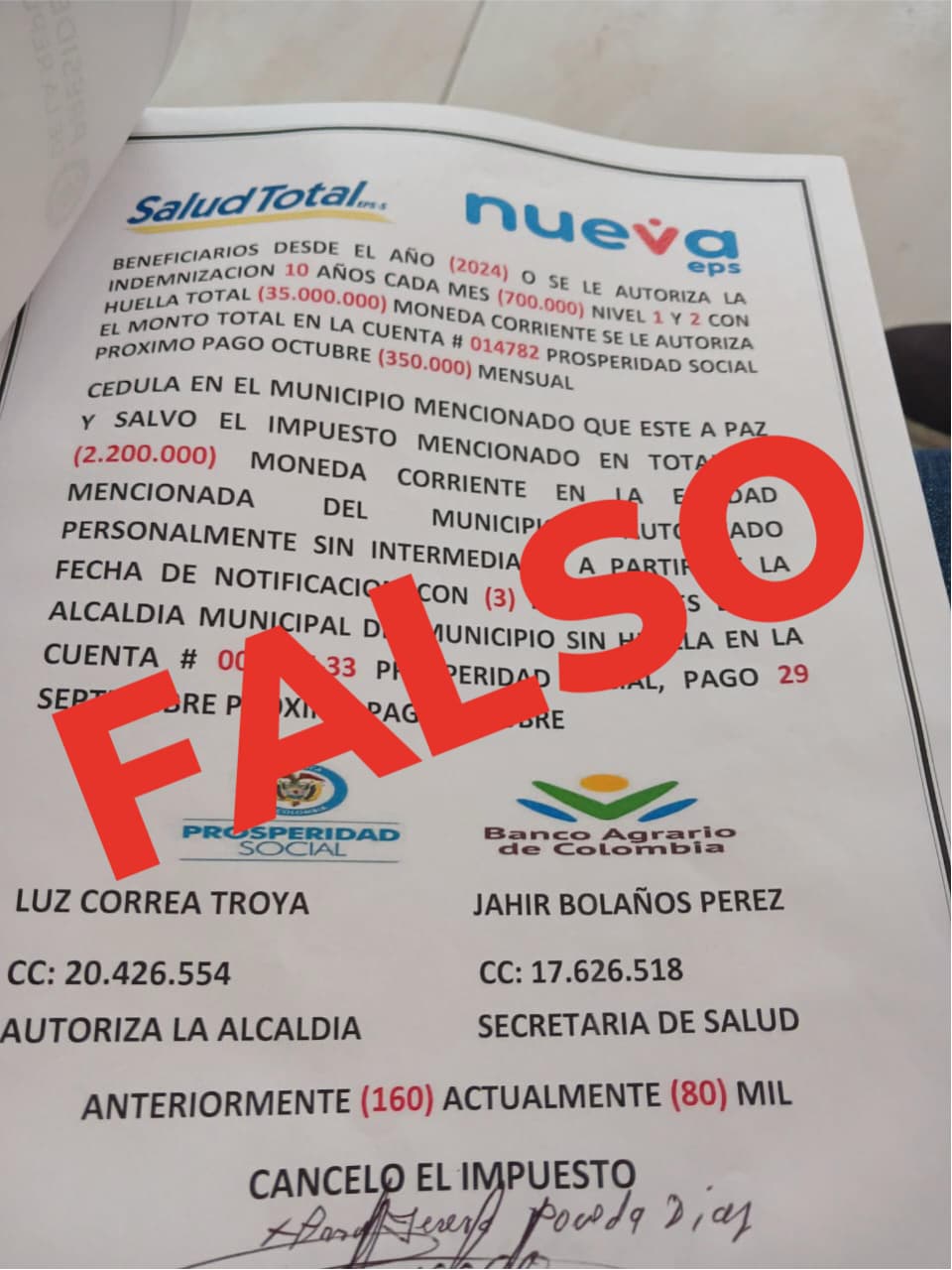 Comunicado Estafas