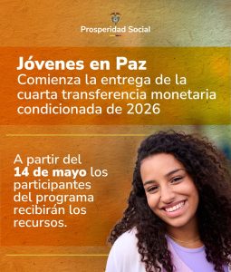 Prosperidad Social inicia la entrega del cuarto ciclo de transferencias de Jóvenes en Paz